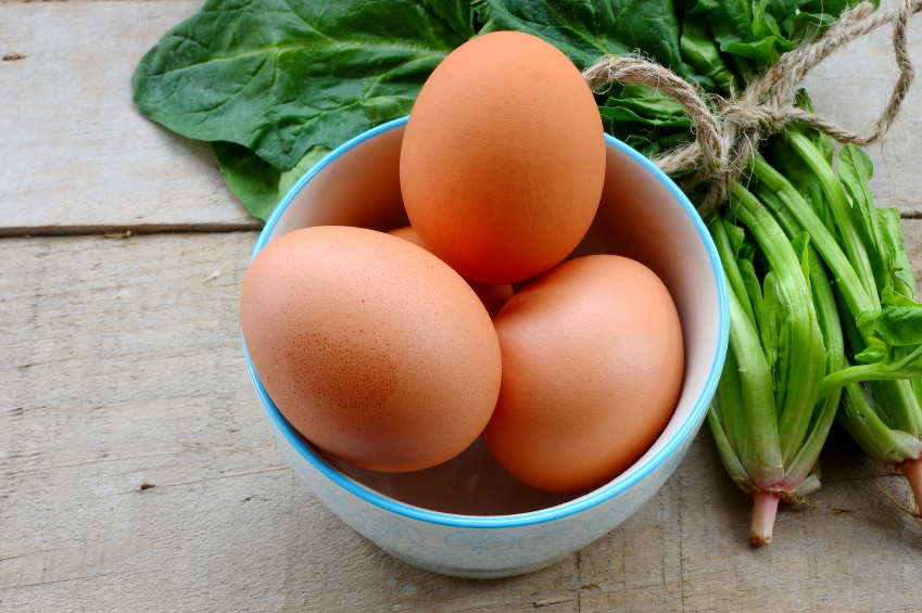 Eggs and spinach, concept: tossinfezioni