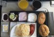 Airplane interior treat breakfast for economy service