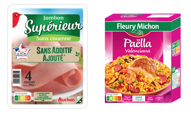 Nutri-score Auchan Fleury Michon prosciutto paella
