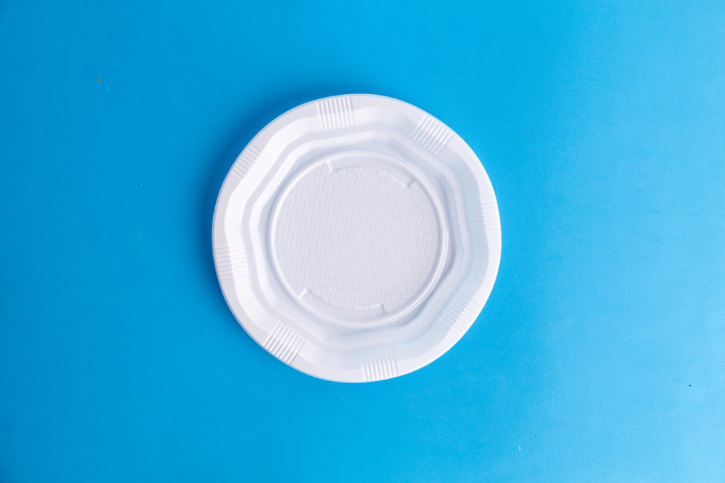 plastic dish on colorful background