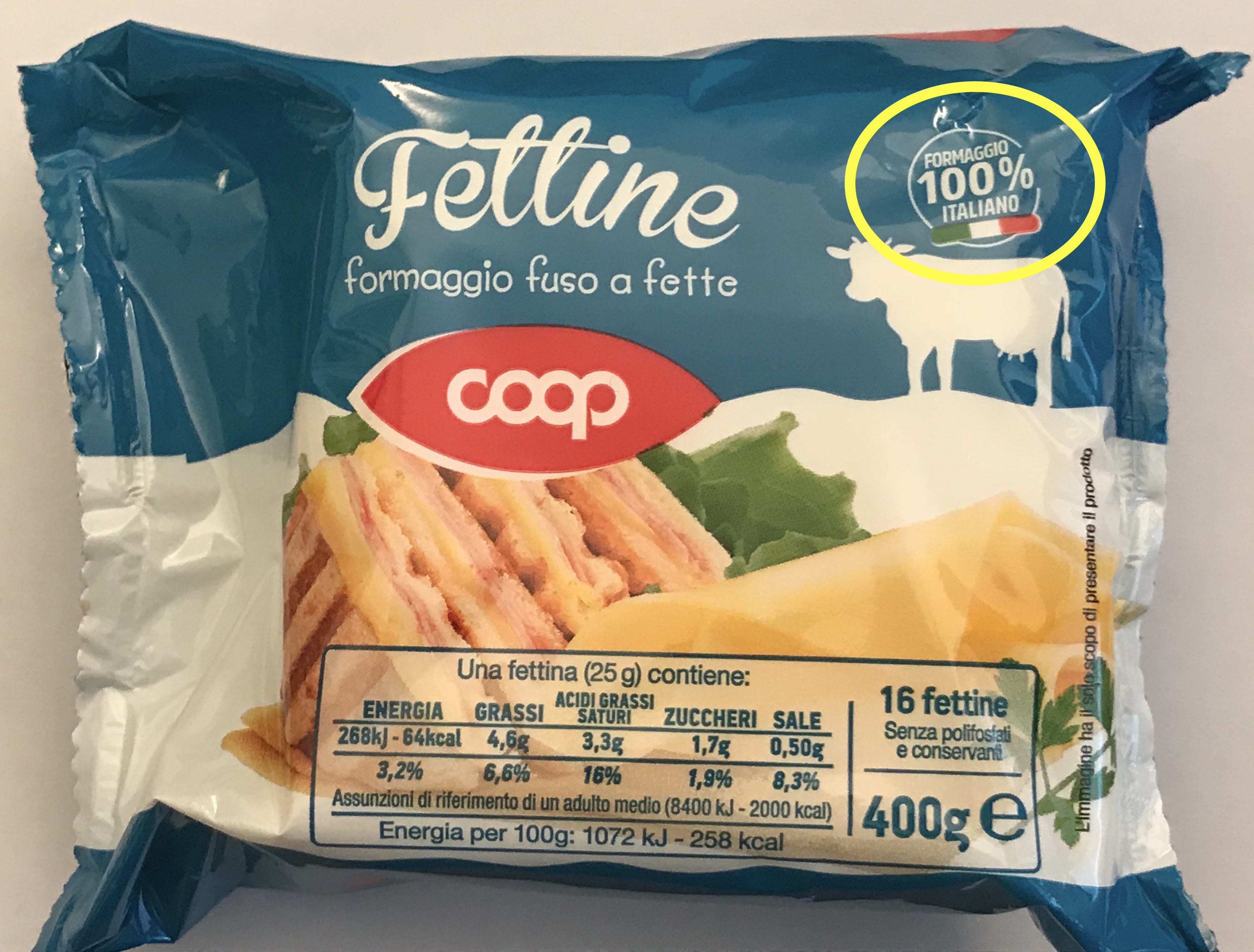 Fettine Coop: formaggio 100% italiano? Una lettrice ha dei dubbi