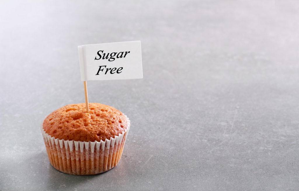 Diet food concept - cake with sign sugar free