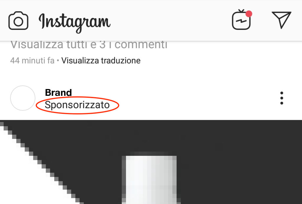 instagram post sponsorizzato