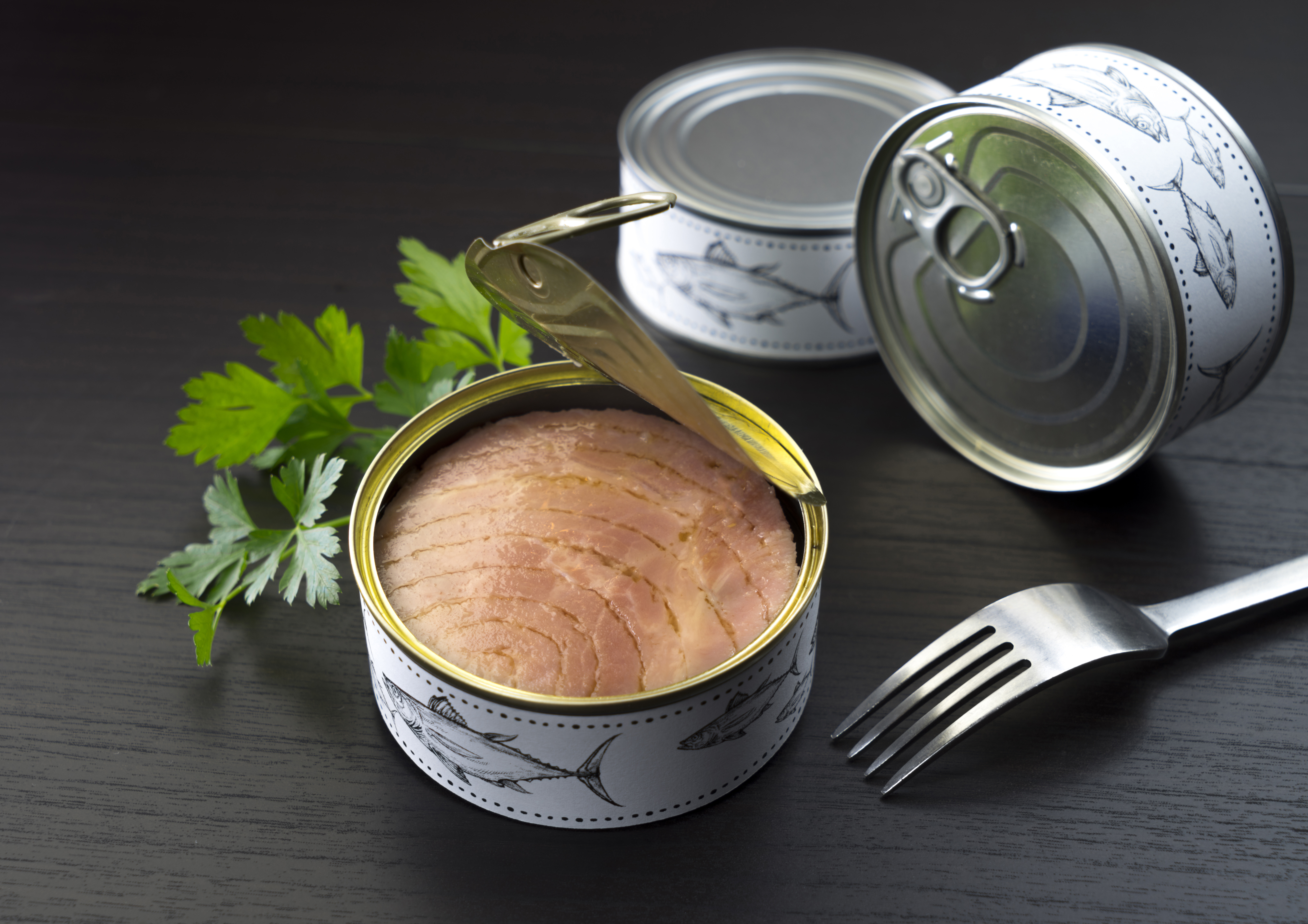 canned tuna parsley and fork