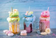 Freakshakes with donuts and candy floss