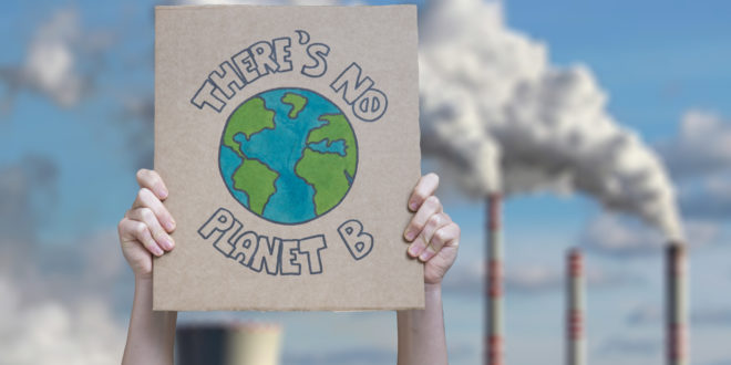 Cartello "There's no planet B", manifestazione contro il cambiamento climatico