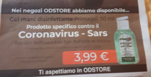 dettaglio pubblicita metro odstore gel igienizzante primagel coronavirus