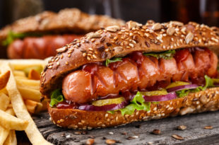 Barbecue grilled hot dog