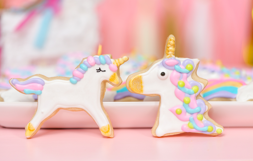 biscotti glassati a forma di unicorno
