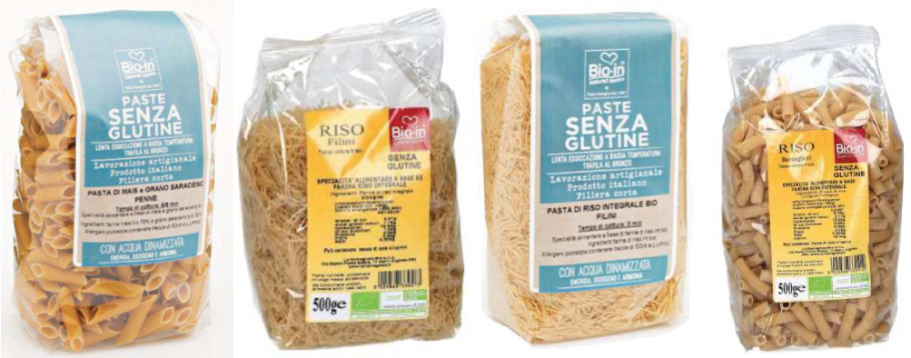 pasta senza glutine bio in penne mais grano saraceno filini bersaglieri riso integrale