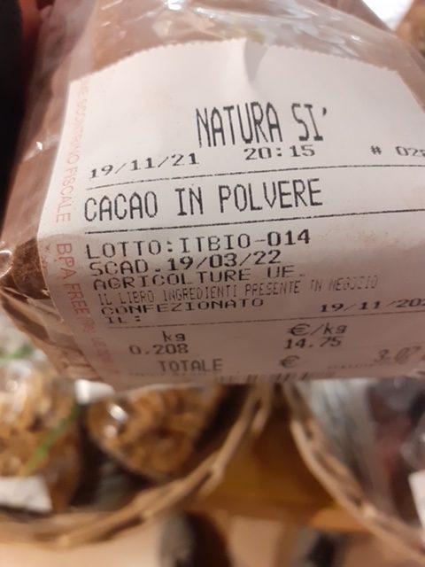 origine, etichetta cacao in polvere con dicitura di origine sbagliata (Ue)