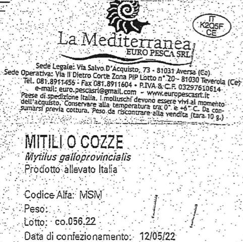 etichetta cozze la mediterranea