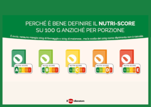 Scheda informativa Nutri-Score 100 g vs porzione