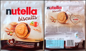 Nutella biscuits; fronte e retro della confezione