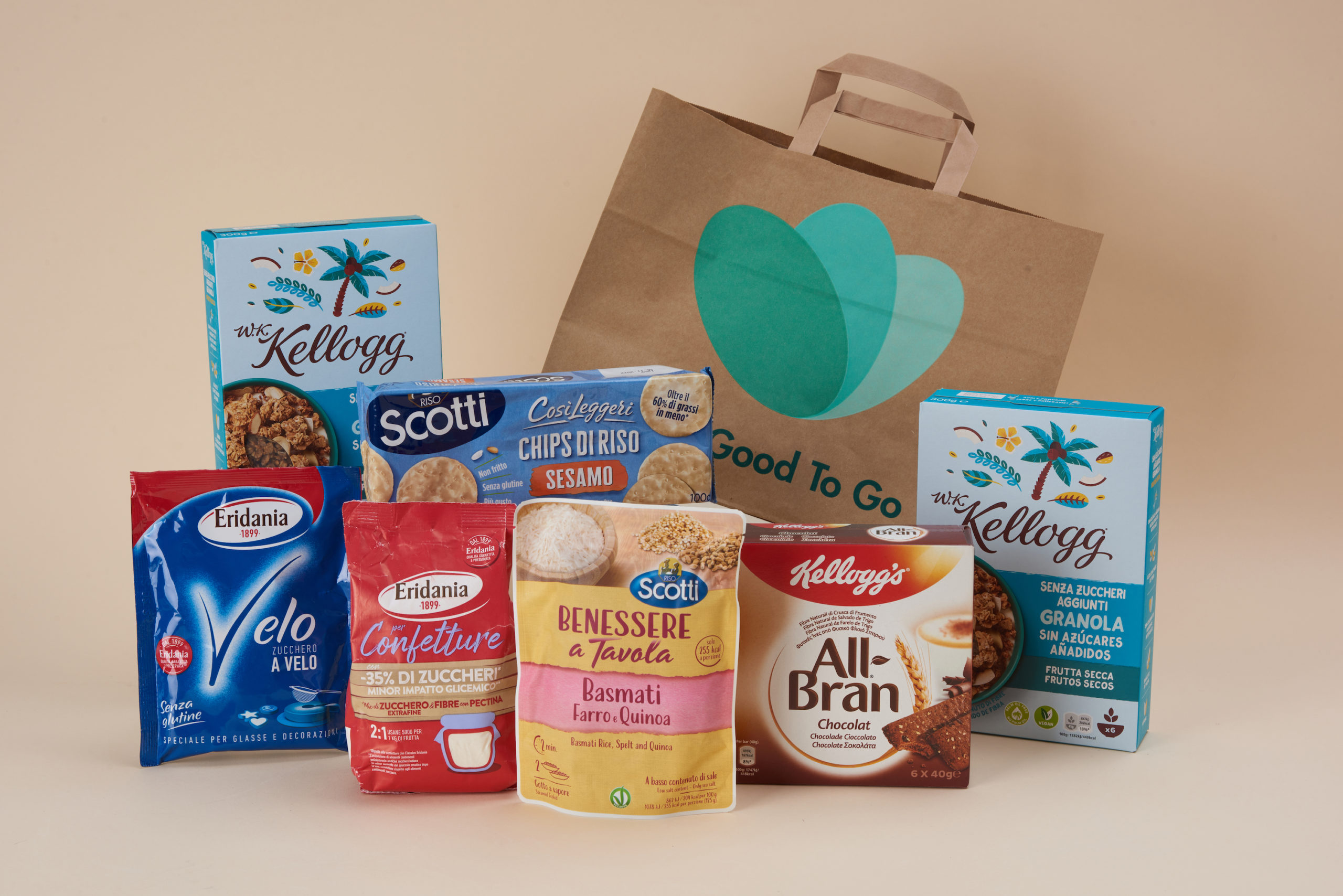 Too Good Too Go: prodotti Kellogg, Scotti ed Eridania con borsa di carta