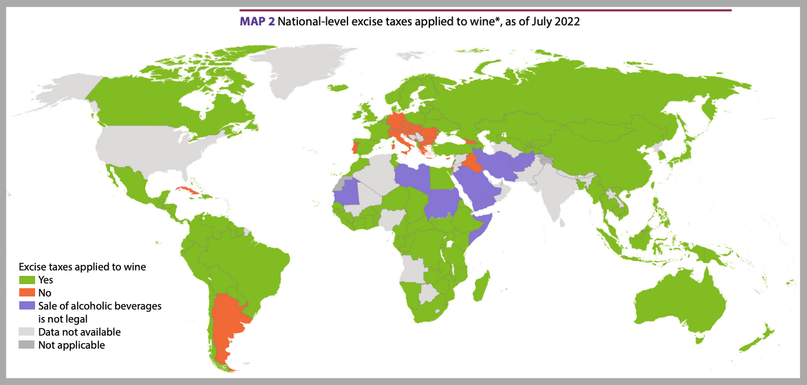 mappa oms tassazione vino 2024 Global report on the useof alcohol taxes 2023