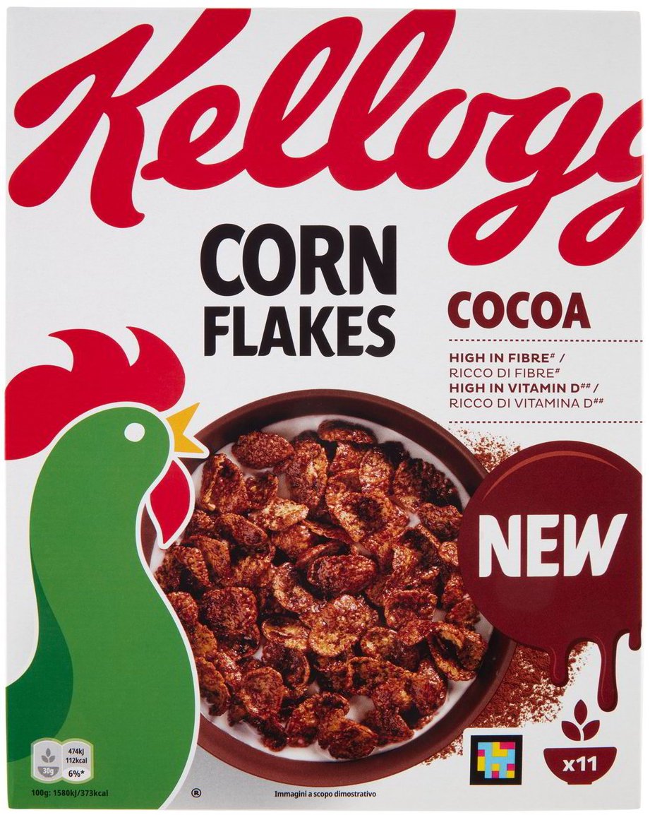 Kellogg's corn flakes cocoa chocolate cioccolato
