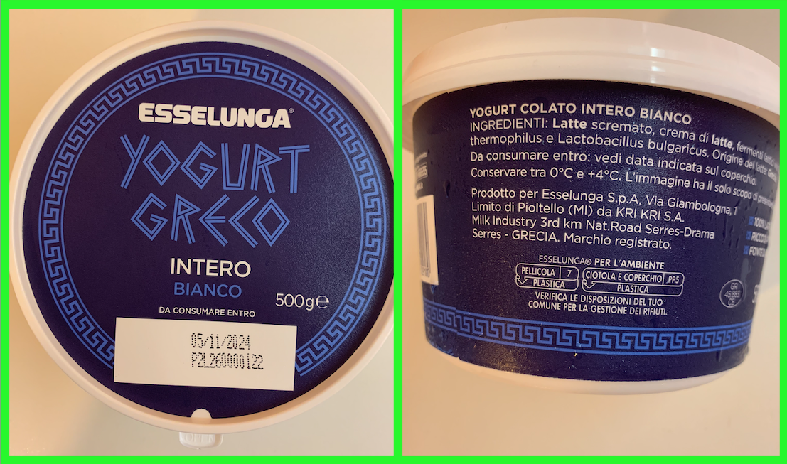 esselunga yogurt greco intero bianco 2024