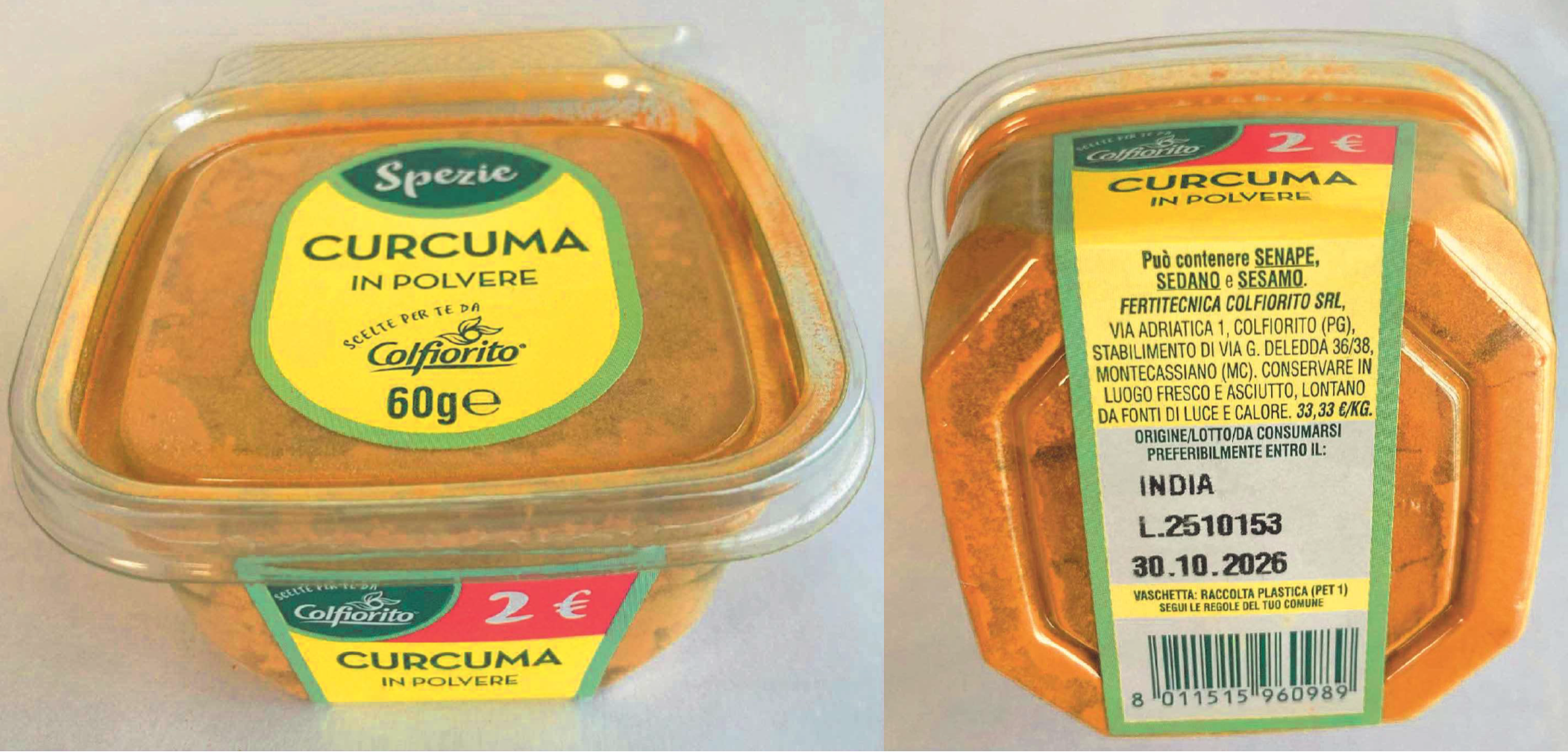 Curcuma in polvere Colfiorito richiamo 02.10.2025