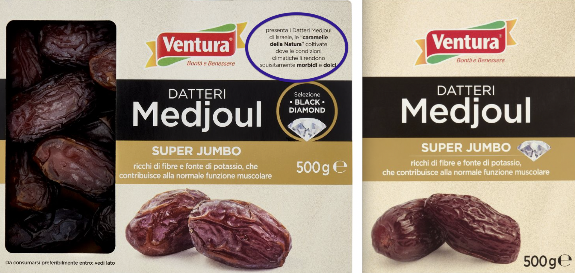 Datteri Ventura con o senza indicazione di origine 