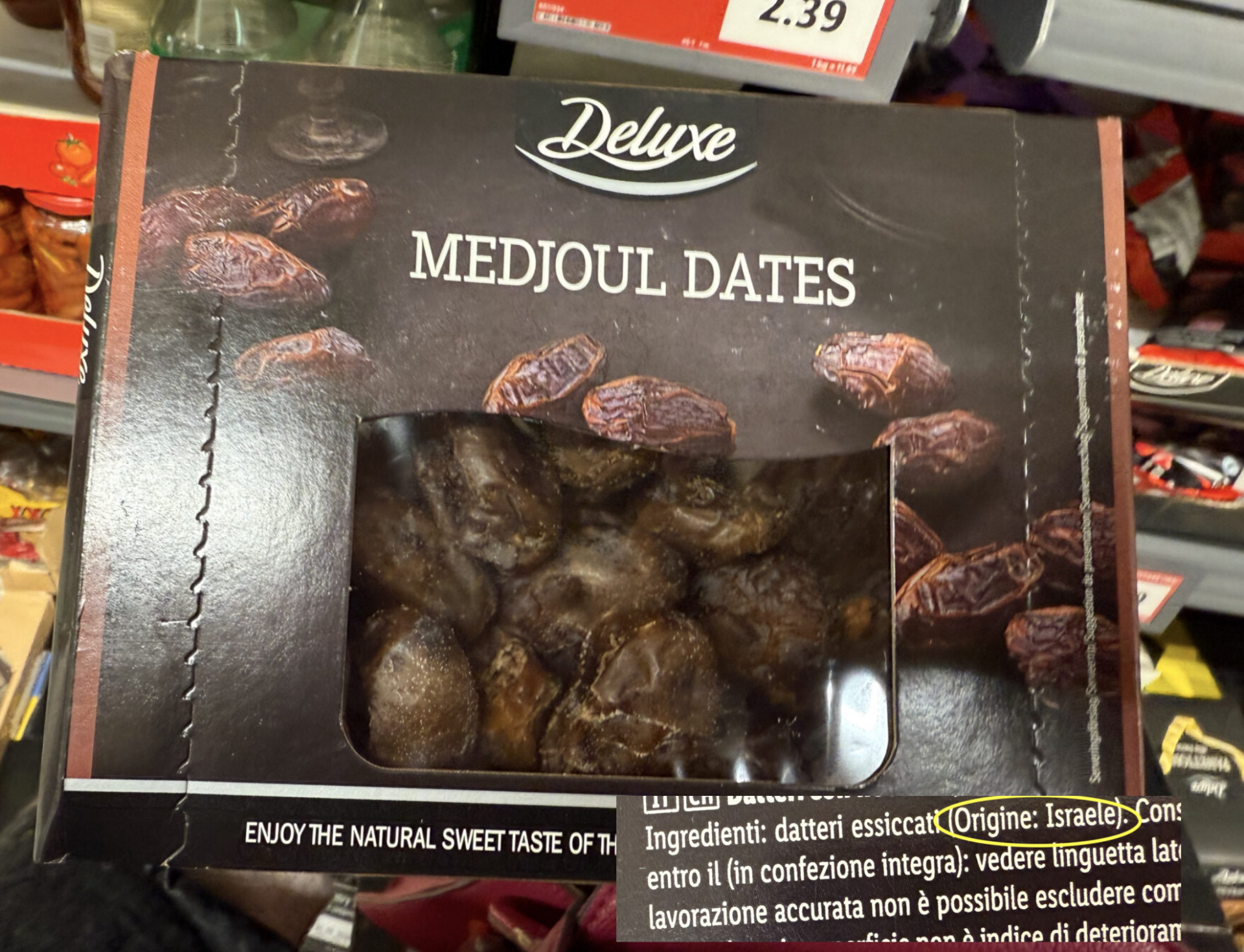 Datteri israeliani venduti da Lidl