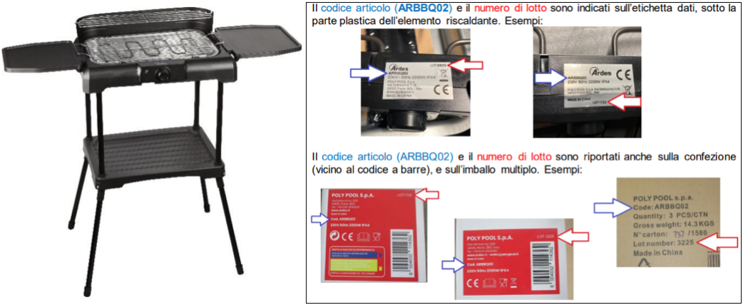 Barbecue elettrico Ardes richiamo 15.12.2025