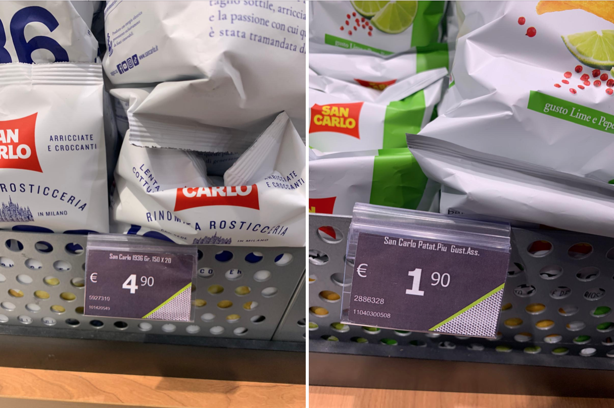 Patatine chips San Carlo - duty free Milano Malpensa 01.2026