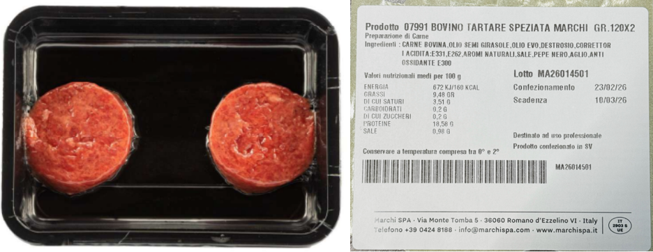 Tartare bovina Marchi richiamo 27.02.2026