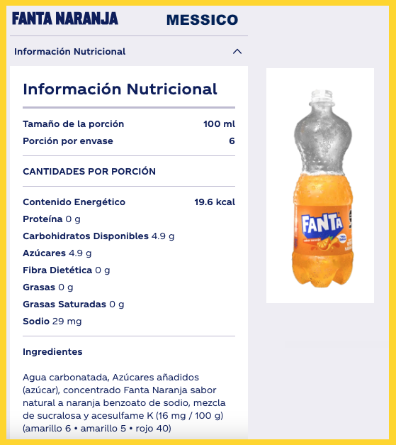 fanta messico etichetta nutrizionale ingredienti 2026