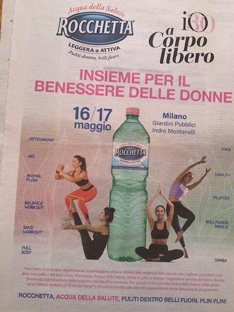Pubblicità acqua Rocchetta pag 4 Corriere milanese di sabato 14 maggio