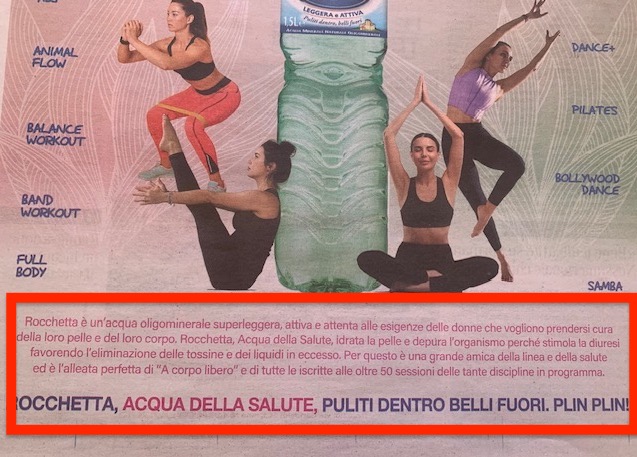 Pubblicità acqua Rocchetta pag 4 Corriere milanese di sabato 14 maggio