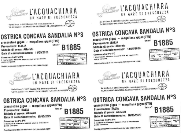 Ostriche concave della Sardegna richiamo 27.05.2026