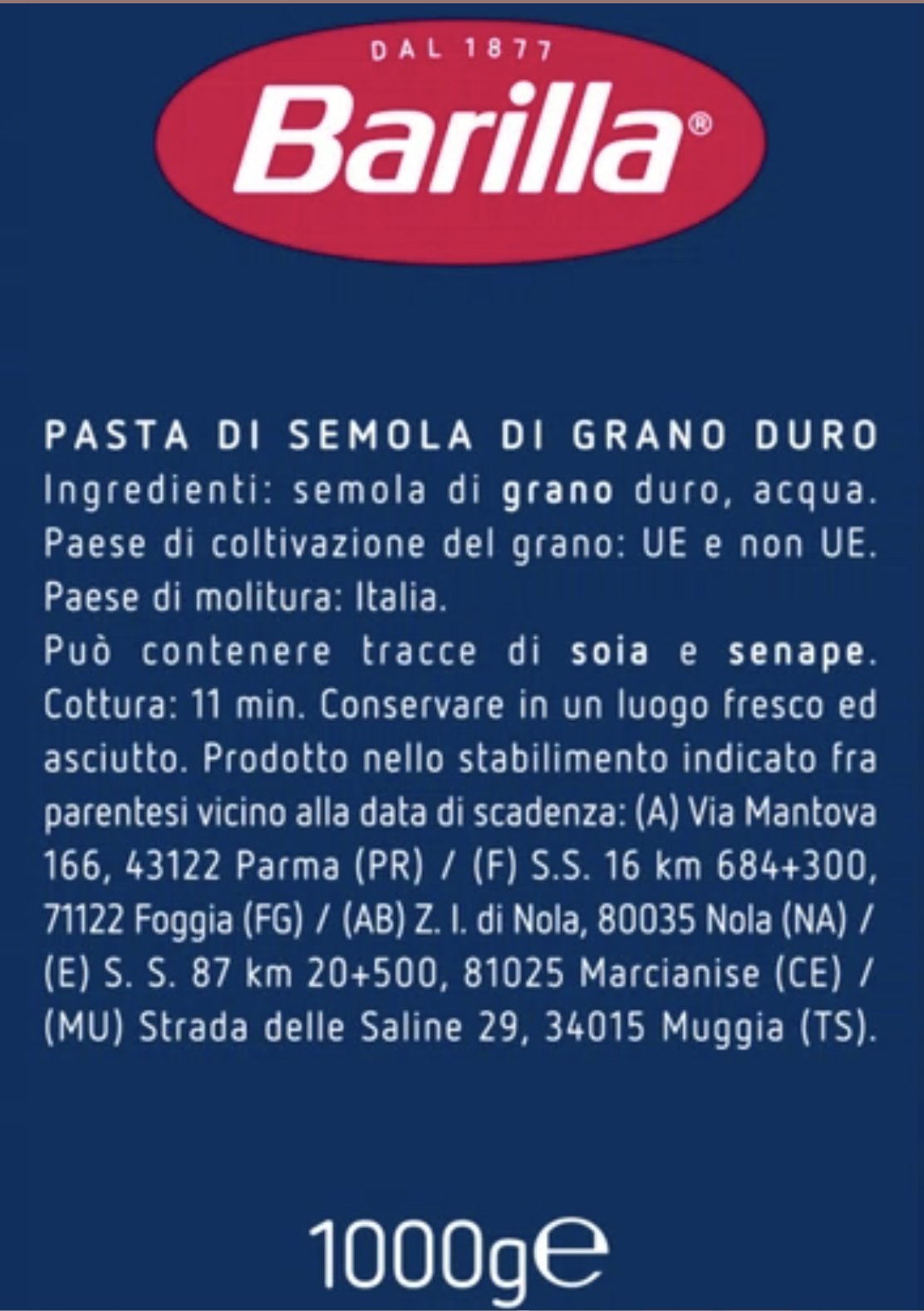 Barilla grano UE e extra UE 