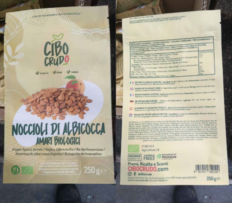 Noccioli di albicocca amari biologici CiboCrudo richiamo 31.07.2026