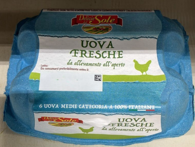 Uova fresche allevamento all'aperto Delizie del Sole Eurospin richiamo 03.08.2026