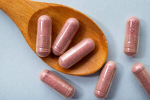 Capsule di integratori di mirtillo rosso