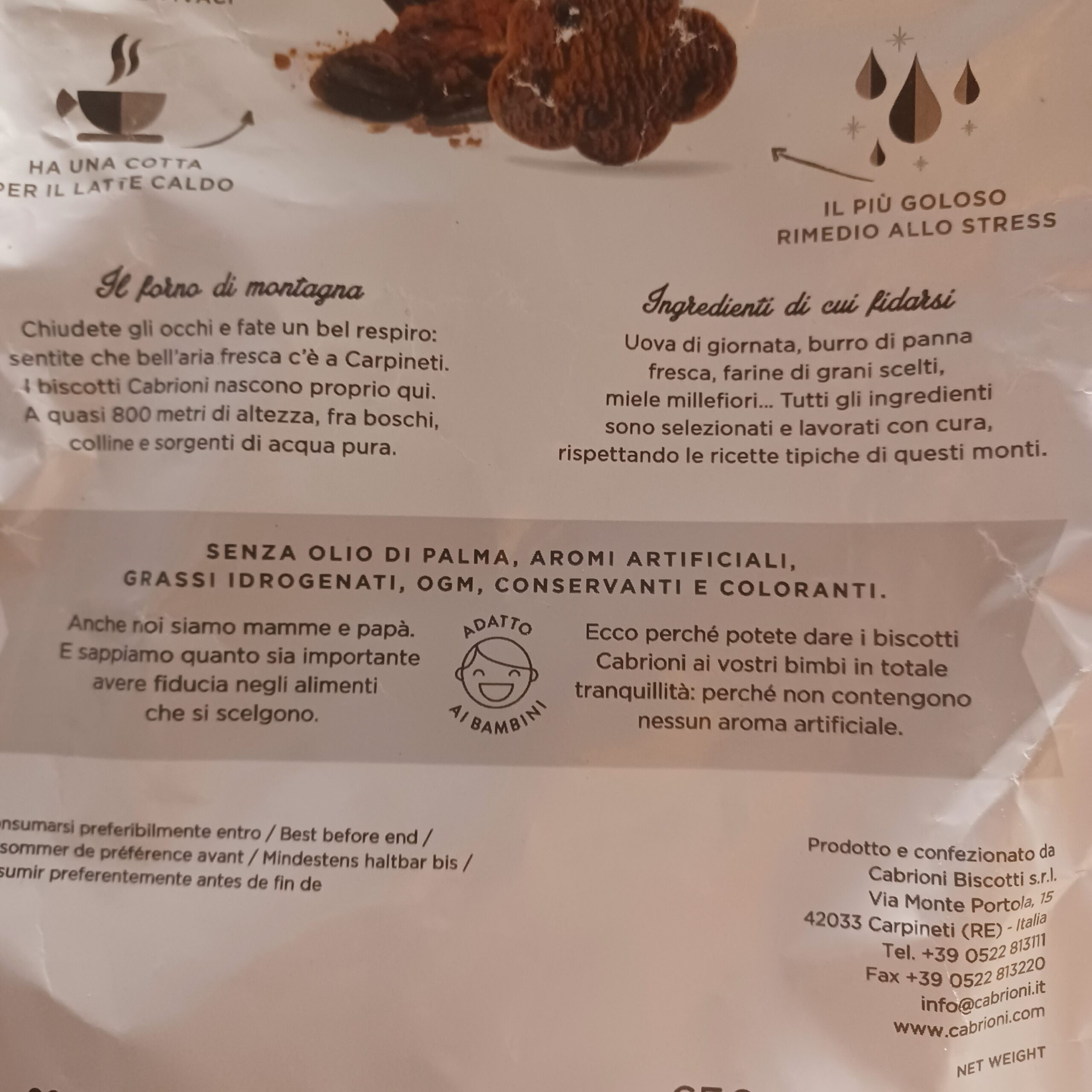 Biscotti Capricci Cabrioni retro lettera 09.2026