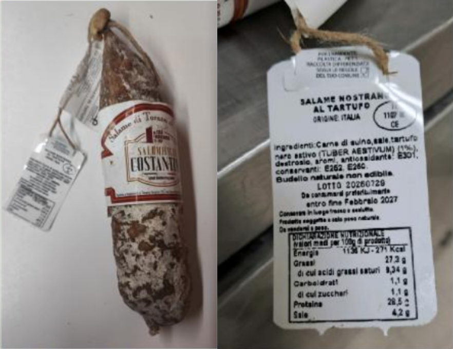 Salame stagionato al tartufo Salumificio F.lli Costantini richiamo 22.09.2026