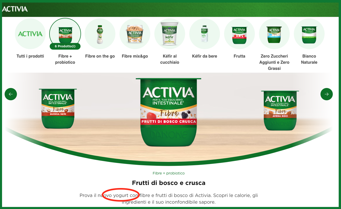 activia yogurt sito luglio 2026 fibre