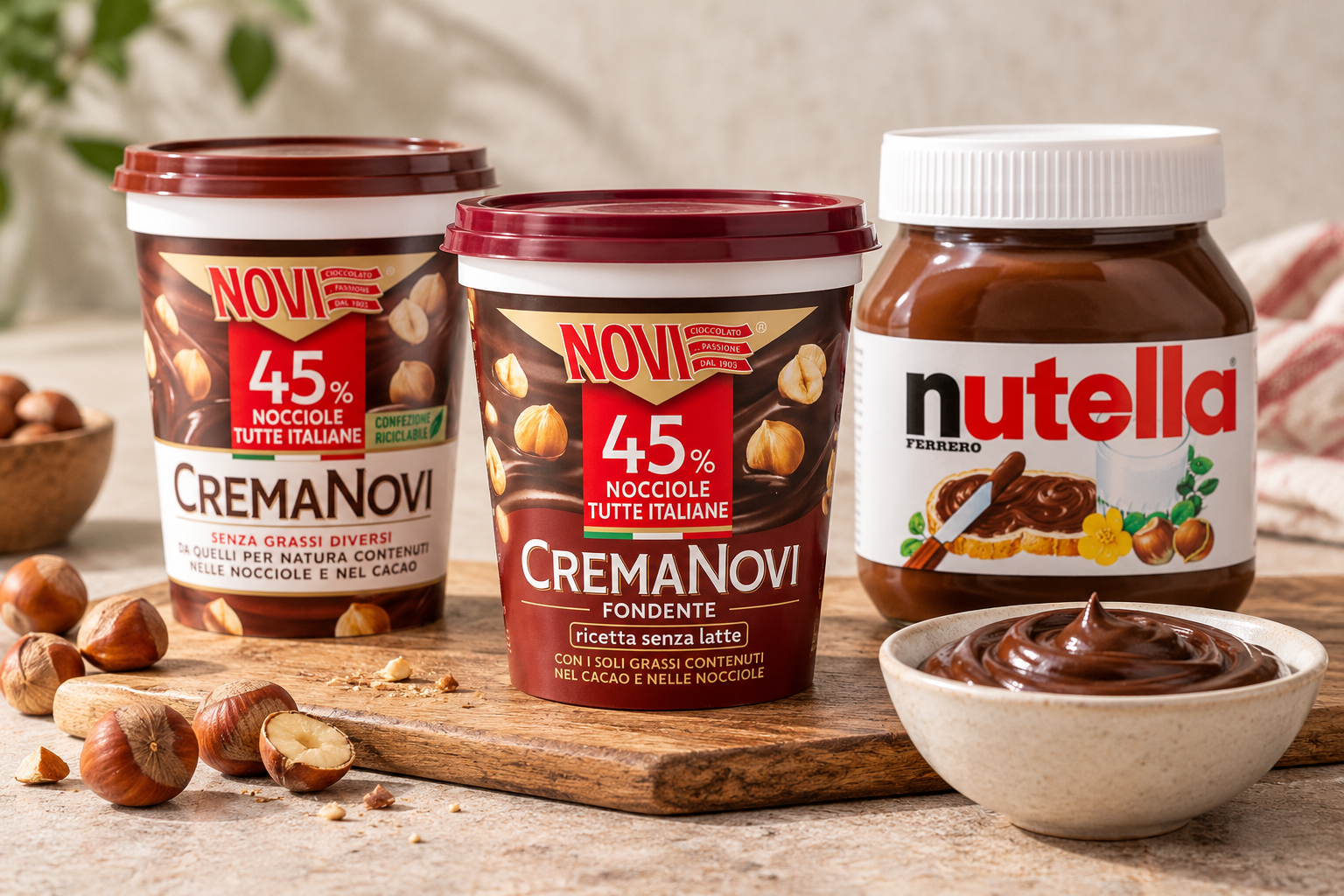 Creme spalmabili Novi Fondente, Novi classica e Nutella