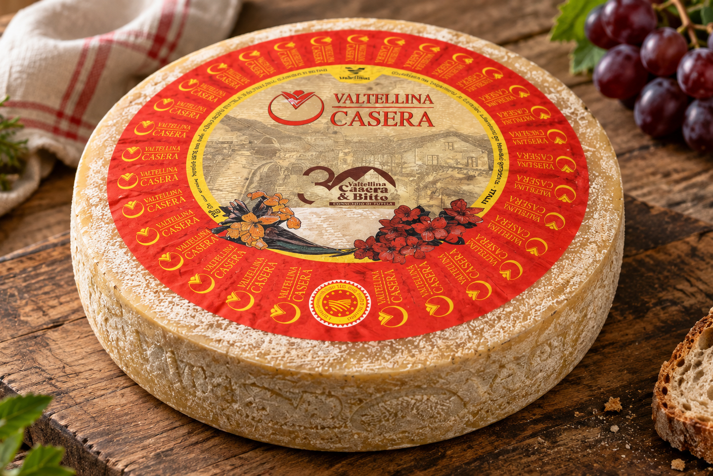 Ruota di Valtellina Casera su tavola rustica