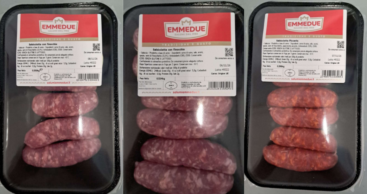 Salsicciotta Salumi Emmedue richiamo 23.10.2026 Salmonella