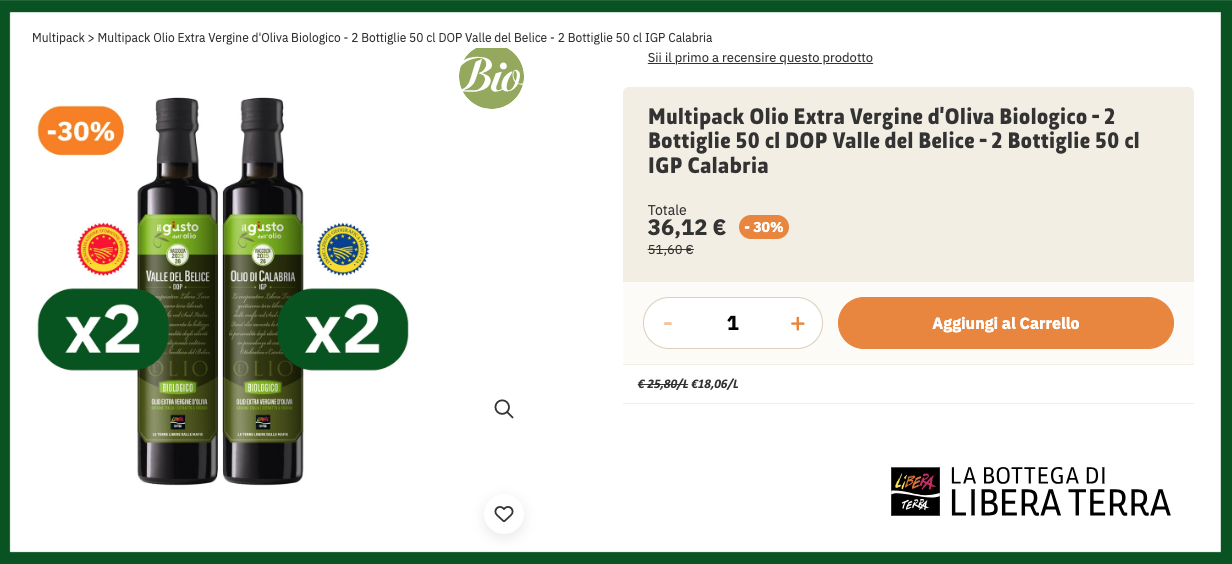 multipack olio extra vergine di oliva biologico